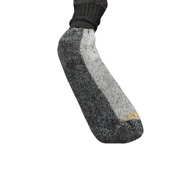 🧦 Carhartt Gray Black Work Crew Socks 2 Pair Lot Boot Hiking Durable Cushion - Picture 5 of 6